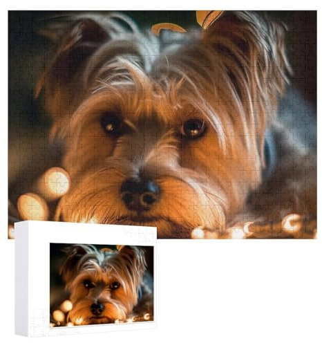 Puzzles for Adults 500 Pieces Personalized Wooden Puzzle A Yorkshire Terrier Jigsaw Puzzles Challenging Picture Puzzle for Family Wedding Christmas Birthday Gifts Art Wall Decor 38x52 CM