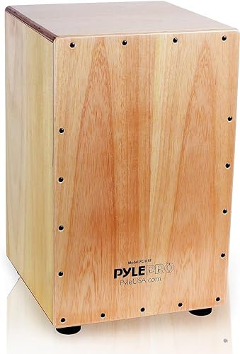 Pyle Cajon Strumento Musicale in Legno, Compatto e Leggero, con Corde Interne e Piedini Antivibrazione, per Bambini e Adulti