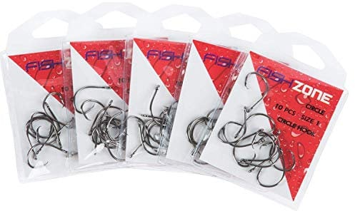 Fishzone Superior High Carbon Steel CIRCLE Sea Fishing Hooks (Packs of 25 35 40 and 50) - Available in Single Size and Three Combos - Ideal for most Sea Fishing Needs (50 hooks - Size 2)