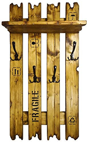 uPCyCLiNG ViNTaGe Holz Garderobe mit 4x3 Metallhaken (HXBXT: 115x5ox15 cm) Garderobe Kleiderhaken Schlüsselbrett Gaderobe Gadrobe Gardrobe Wandgarderobe Wardrobe Echtholz