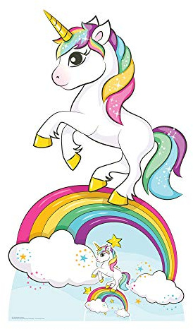 Rainbow Unicorn 163cm Tall/ 5ft 3in with Free Mini Destop Cut Out