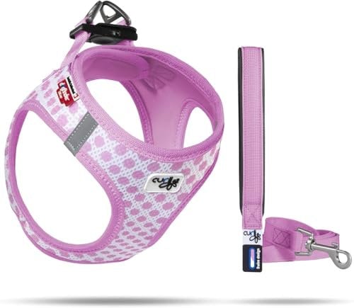Vest Harness Air-Mesh Pink-Circles 3XS & Leash M