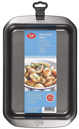 Tala Medium Roaster - Non-Stick Roasting Pan with Wide Flat Handles - Even Heat Distribution Roasting Tray - Bakeware Essential - 25 cm x 18 cm Oven Grill Pan, Grey