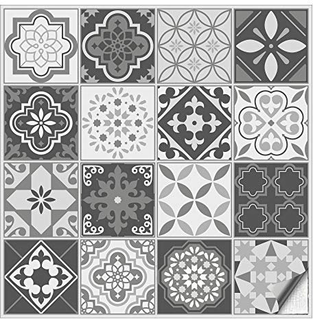 Kiwistar Fliesenmuster Stickerfliesen Klebefliesen Fliesen-Folie Sticker Aufkleber Küche Wand-Fliesen überkleben 20 x 20 cm 16 Stück im Set