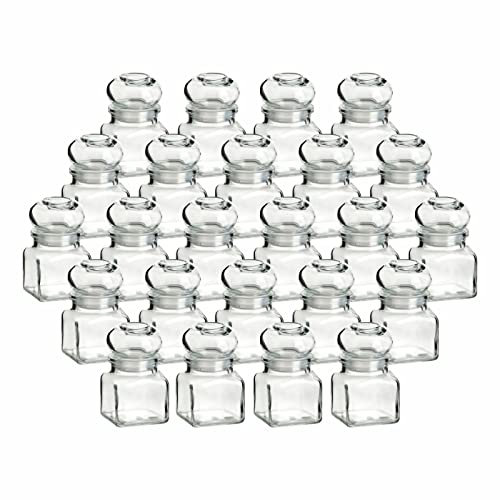 gouveo 24er Set Gewürzgläser 120 ml eckig mit Glaskorken - Kleine Korkengläser mit Glasstopfen - Leere Vorratsgläser für Kräuter, Gewürze - Kleine Glasdose