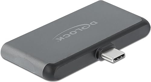 DeLock Mini USB C HUB für iPad Pro, 4 in 1 USB C Adapter mit HDMI 4K 60 Hz, USB C Powe Delivery 2.0 bis 100w, USB 2.0 Port, 3,5 mm Headset Buchse, 87751