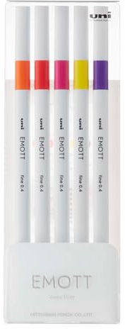 uni Emott Filzstifte, Wasserabweisende, nicht verblassende und lichtbeständige Tinte zum Ausmalen, Kunst, Zeichnen, Schreiben, Journaling, Fineliner Spitze Farbstifte für Erwachsene, Kinder,