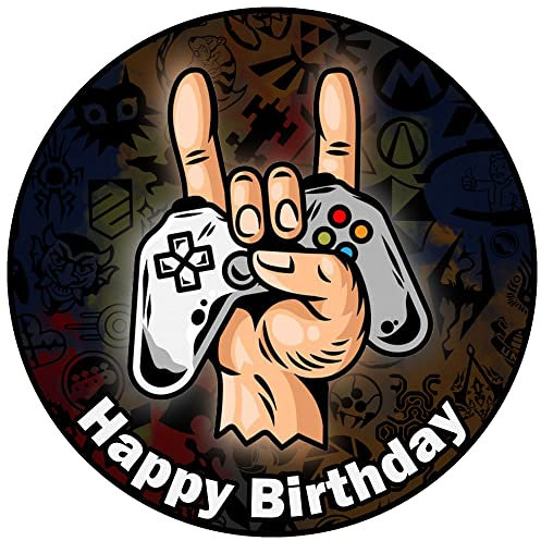 J&M DECO Tortenaufleger Gamer – essbare Kuchendeko Ø 20 cm – Tortenbild mit Gaming-Motiv für Jungengeburtstag – Zuckerpapier Tortendekoration – gebrauchsfertig