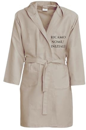 MAYRA Accappatoio Personalizzabile in Microfibra da Piscina, Palestra | Adulto, Uomo, Donna, Taglie Forti | Personalizzato con Iniziali, Nome, Logo | Asciugatura Veloce (M, Tortora)