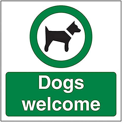 V Safety Dogs Welcome - 150mm x 150mm - Self Adhesive Vinyl