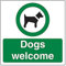V Safety Dogs Welcome - 150mm x 150mm - Self Adhesive Vinyl