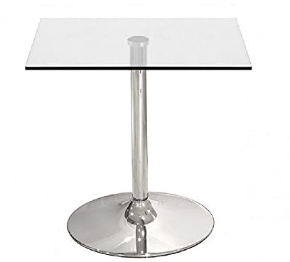 Sdm Mesa de diseño Multiusos BERNIA, Cuadrada de 60 cms., cromada, Cristal Templado de 8 mm. de Espesor. Altura 72 cms
