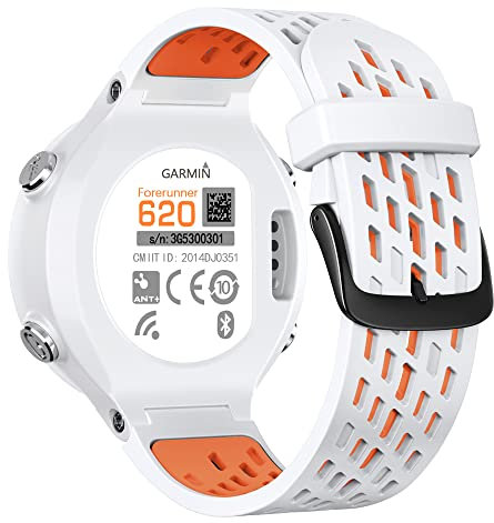 Feysentoe Armband Kompatibel für Garmin forerunner 630/620/235/220/230/735XT/Approach S6 Estrazarmband Uhrenarmband(Weißorange)