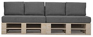 chilly pilley Palettenkissen Waschbar Gartenkissen für EU Paletten Palettenpolster Bezug abnembar mit Reißverschluss viele Farben und Größen (6er Set grau)