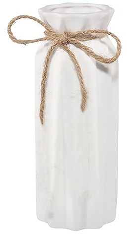 Keramikvase für Blumen, Trockenblumen, Moderne Wohnkultur, geeignet für Foyer, Wohnzimmer, Kamin, Schlafzimmer, Küche, 21 cm Höhe, Weiß