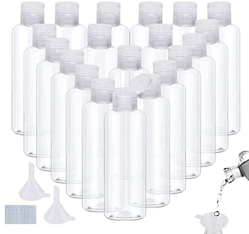 GZhaizhuan 20 Pcs Flacon Vide Voyage, 100ml Bouteille de Voyage pour Cosmétiques, Lotion, Crème, Shampoing, Gel Douche, avec Entonnoirs et Étiquettes