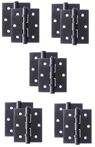 Golden Grace Ball Bearing Hinges in Matt Black Finish, Timber Door Hinge - 5 Pairs - 75mm 3