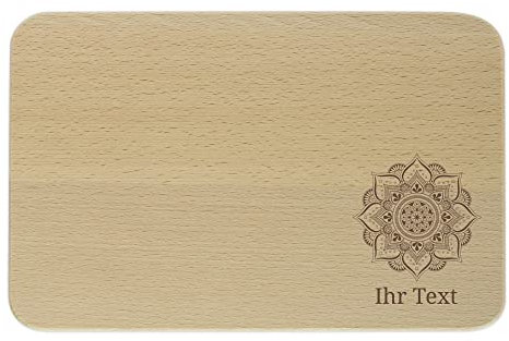 gravur-fabrik.de – personalisiertes Frühstücksbrettchen aus Holz – Zentangle Blume – graviertes Holzbrett zum Frühstücken, Schneiden & Servieren – Geschenkidee für Vesper/Jause/Brotzeit (23x15x1cm)