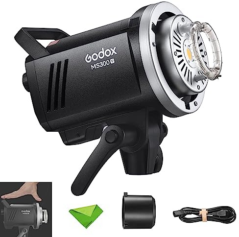 Godox MS300V 300W Studio Flash 5800±200K 0.1~1.8S Recycle Time with LED Modeling Lamp LED Light Strobe Flash Monolight for Studio, Portrait, Commerce Photography, etc (MS300 Upgraded Version)