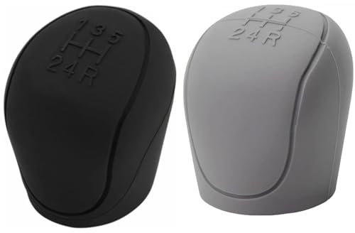 TUKNN Auto Schaltknauf Cover, Silikon Abdeckung, Universal, Anti-Rutsch, Verschleißfeste, für Auto Zubehör, 2 Stück (Schwarz, Grau)