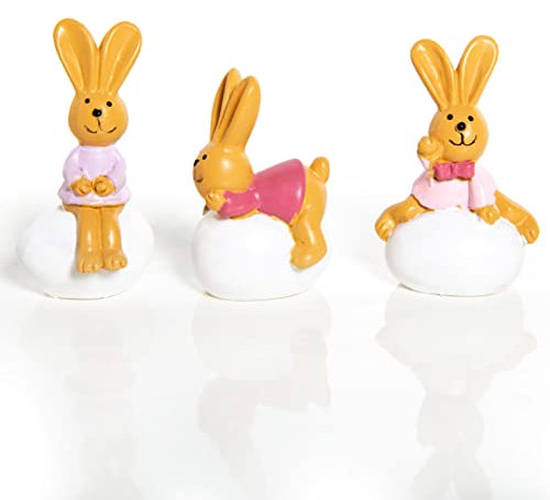 Logbuch-Verlag 3 kleine Osterhasen Hasen Ostereier Figuren rosa pink Osterdeko kleines Geschenk Ostern für Kinder Kollegen 6 cm