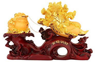 UTHTY Home-Statue Statuen Goldene Kröte Statue Deko Wohnzimmer Schreibtisch Deko Kröte Kohl Deko Ladeneröffnung Geschenk Geld Kröte Feng Shui Gerät Heimdeko Kunstdeko