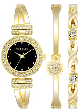 Anne Klein Women's Premium Crystal Accented Bangle Watch and Bracelet Set
