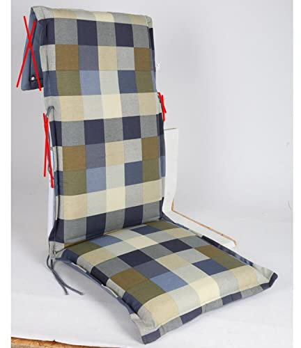4x Auflagen Marina Liegen Hochlehner Kariert Stuhl Kissen Sitzen Polster Bank Garten Terrassen Bank Bänke Sessel Wechsel Balkon Muster Stühle Muster Außen Innen Outdoor Indoor Liegen Möbel Rückenlehne