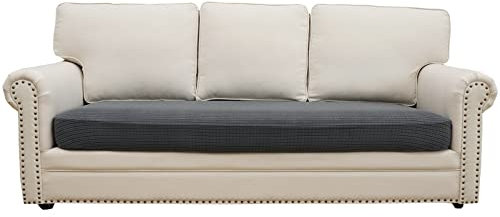 Eismodra Sofabezug,Sofa Überzug 3 Sitzer,Stretch Sitzkissenbezug,Couch Überwurfdecke Sofaschoner Sofaüberwurf,Elastischer Bezug Cover für L Form,Dunkelgrau,Länge 165-200cm(1 Stück)