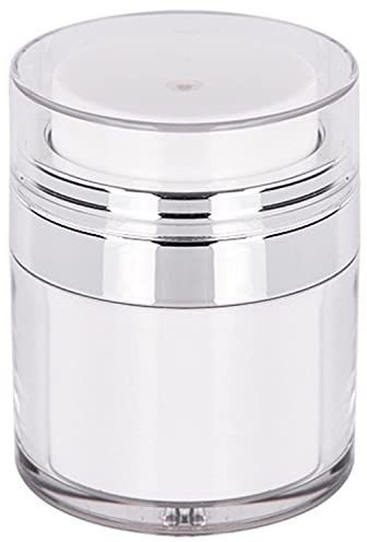 15/30/50/100ml Cream Jar Vacuum Bottle, Airless Pump Bottle Portable Cosmetic Container Sample Pots Empty Refillable Travel Cream Bottle for Lotions, Creams, Makeup White 100ML
