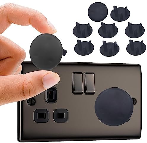 10 Pack Black Plug Socket Covers UK, Child Baby Plug Socket Covers for Sockets UK