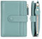 HKCLUF Portefeuille Femme Cuir, RFID Blocage Porte Monnaie Court Porte-Cartes Femmes Zippé Portefeuilles(A03-Vert)