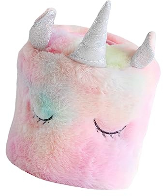 Porta Fazzoletti Peluche Unicorno Rosa 1 Pezzo Peluche Cotone | Forma Tonda o Quadrata, per Casa e Ristorante, Decorazione Natalizia, Aspetto Creativo