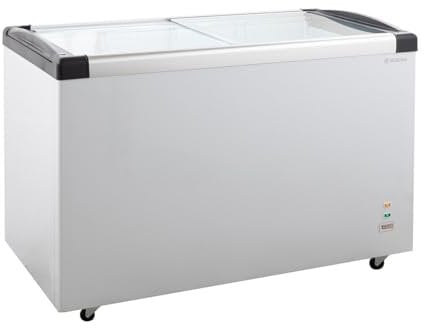 GastroHero Gefriertruhe ECO 450 I Tiefkühltruhe groß 355L I Tiefkühltruhe mit Glasschiebedeckel I Kühltruhe abschließbar I Gefrierschrank