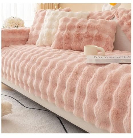 Lipski Thick Rabbit Plush Sofa Cushion, Non-Slip Sofa Cover Super Soft Faux Fur Sofa Couch Cover, Fluffy Couch Cushion Covers Furniture Protector (A,Sofa Cushion 70 * 180cm)