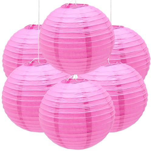 Ruidee 6 Stücks Papierlaterne Rund Lampenschirm Hochtzeit Party Dekoration Papierlampen für Hochzeit Party Geburtstage Dekoration（Rose）