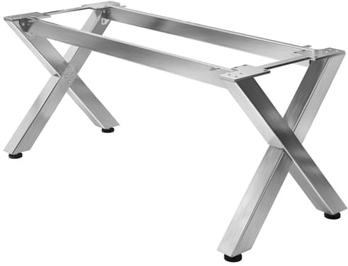 GGMMÖBEL Juana | Tischbeine Metall Edelstahl | 2 Stück X Form Tischkufen mit 2 x Verbinder | L: B: H: 75 x 60 x 73cm | Möbelkufen für Schreibtisch, Esstisch
