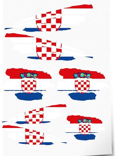 Indigos UG Aufkleber Kroatien - 7 Autoaufkleber - Flagge - Fahne mit 3 Streifen - selbstklebende Fahnen für Heckscheibe, Modellbau, Sport, Motorrad, Auto, Tuning, Fenster, Kofferraum