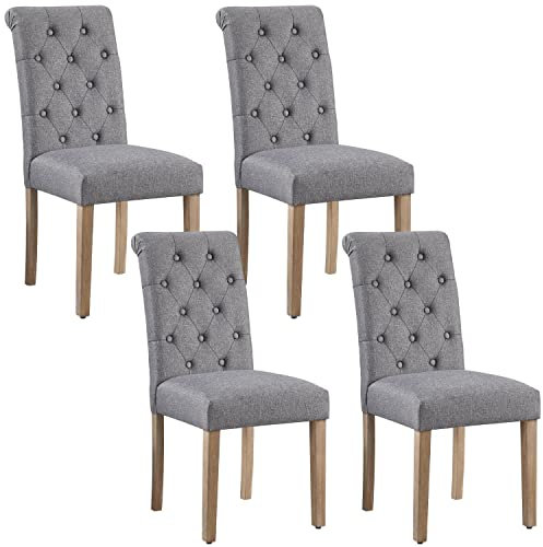 Yaheetech 4pcs Sillas de Comedor Madera Silla con Patas de Madera Sillas Comedor Cocina Salon Pack 4 Gris Oscuro