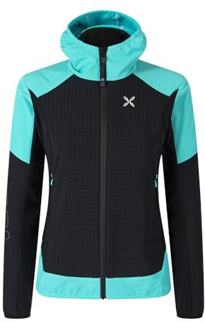 MONTURA Wind Revolution Hoody Jacket Donna MJAW06W 9028 Colore Nero/Care Blue Azzurro Giacca Antivento Ideale per Trekking Alpinismo e Arrampicata S