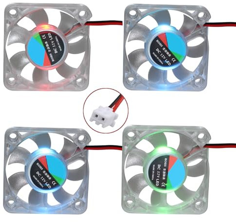 Jopto 4 Stück 3D Drucker Lüfter DC 12V 5010 Bürstenloser Kühlkühler Ventilator 50 x 50 x 10 mm Geräuschloser 2 pin-kühlgebläse mit 28 cm Kabel für 3D-Drucker PC CPU Computergehäuse Lüfterkühler