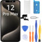 LL TRADER Display für iPhone 12 Pro Max LCD 6.7 Bildschirm Ersatz FHD Touchscreen 3D Touch Digitizer Rahmen Montage und Reparaturkits 2024