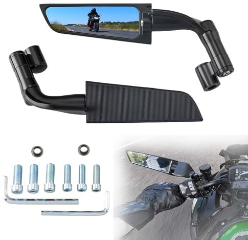 Xintre Racing Motorradspiegel, universal, 10mm- und 8mm-Gewinde, Stealth Wind Wing Seitenspiegel, Honda, Yamaha, Kawasaki Z400, Z650, Z900, Suzuki, Duke 1290, Super Duke R Evo ABS 390 und Street Bikes