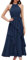Damen Neckholder Lange Hochzeitkleid Elegant A-Linie DunkelGraublaues Brautjungfernkleider Sommer Leichte Kleid Cocktail Kleid mit mit Gürtel Dunkelblau XL