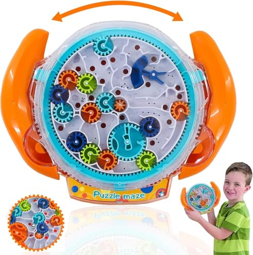 Yuandream Labyrinth Puzzle Spiele für Kinder, 3D Maze Labyrinth mit Zwei Stahlkugel, Labyrinthbrett Schwerkraft Erzieherisches Spielzeug Geschenke für Jungen und Mädchenim Alter von 4-8 Jahren (Ora)