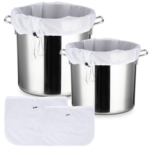 2 Pack Large Reusable Fine Mesh Strainer Bag Drawstring Straining Bag for Straining Straining Bag for Homebrewing Reusable Filter Bags for Straining Home Brew Bag Wine Jam Fruits, 22×26 & 16x18
