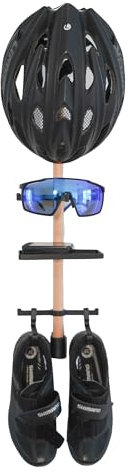Bike Gear Rack Wall Mount for Helmet, Sunglasses, Bike Computer and Shoes