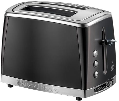 Russell Hobbs 2 Slice Toaster (Stainless steel with matte textured finish, Extra Wide Slots, Lift & Look feature, Variable browning levels, Cancel, frozen & reheat function) Matte Black 26150