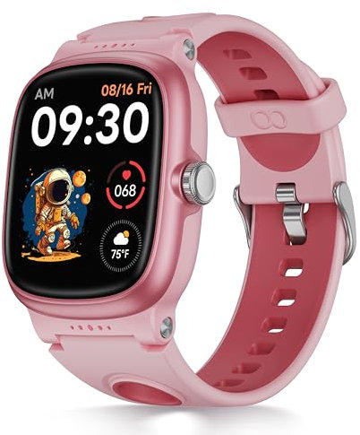 SmartWatch bambini, Orologio per bambini IP68 impermeabile, 19 Giochi, cardiofrequenzimetro,8 modalità sport,Pedometri,Frequenza Cardiaca,Monitor Del Sonno,Regalo per Ragazzi Ragazz (Rosa chiaro)