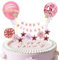 Vandomrise Tortendeko Rosegold 12 Stück, Tortendeko Geburstagstorte, Happy Birthday Kuchendeko, Cake Topper, Papierfächer Sterne und Konfetti-Luftballons für Geburtstag Dekoration Junge Mädchen